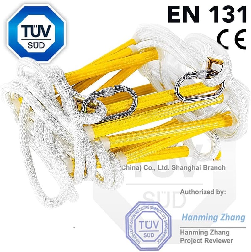 ISOP Fire Escape Rope Ladder 16 ft (5m) | Emergency Balcony Escape Ladder | Evacuation Rope Ladders | Portable Lightweight Rescue Ladders - 2 Story Fire Escape | Emergency Evacuation in Case of Fire Break - Image 3